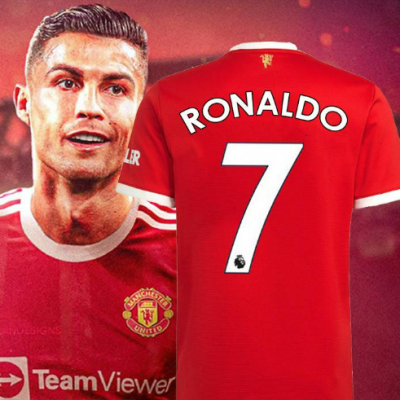 Áo thun jersey chơi bóng đá mềm thiết kế kiểu cầu thủ Cristiano Ronaldo CR7 của đội MU FC cho unisex