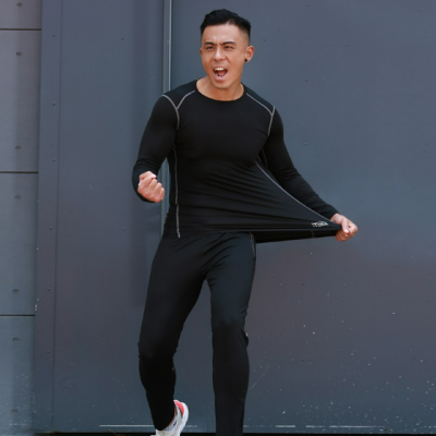 Bộ áo thun dài tay và quần dài thể thao 2 món cho nam khi chạy bộ/chơi bóng rổ