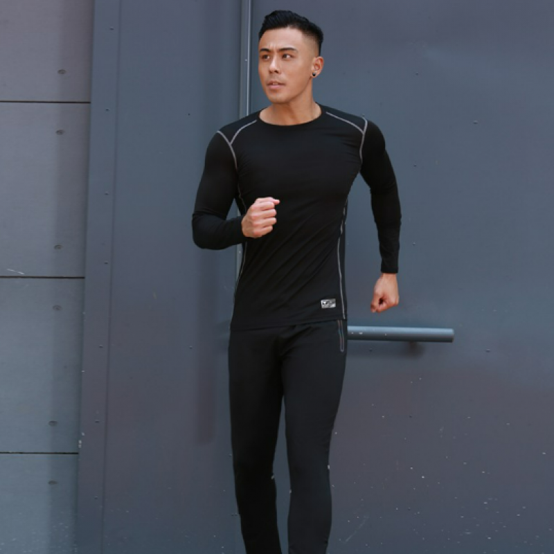 Bộ áo thun dài tay và quần dài thể thao 2 món cho nam khi chạy bộ/chơi bóng rổ