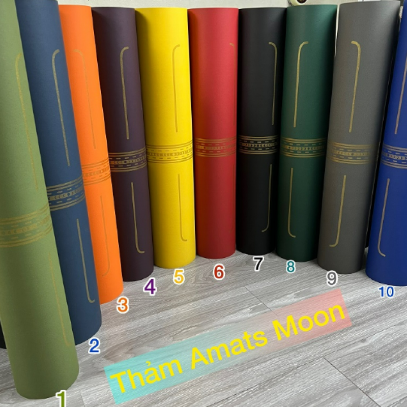 Thảm Tập Yoga Cao Su Pu Sần Nhám Chống Trơn Trượt In Định Tuyến Moon Cao Cấp Amats Yoga (dày 5mm)